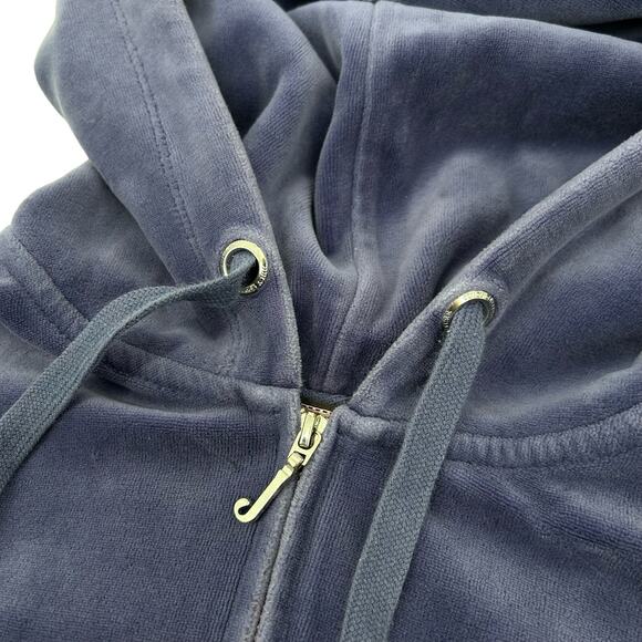 VTG y2k women's Juicy Couture velour track jacket hoodie sweatshirt w/ J Zipper - Picture 5 of 8